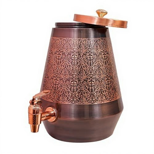 Handcrafted Pure Copper Dispenser With Elegant Antique Embossed Design – 5L