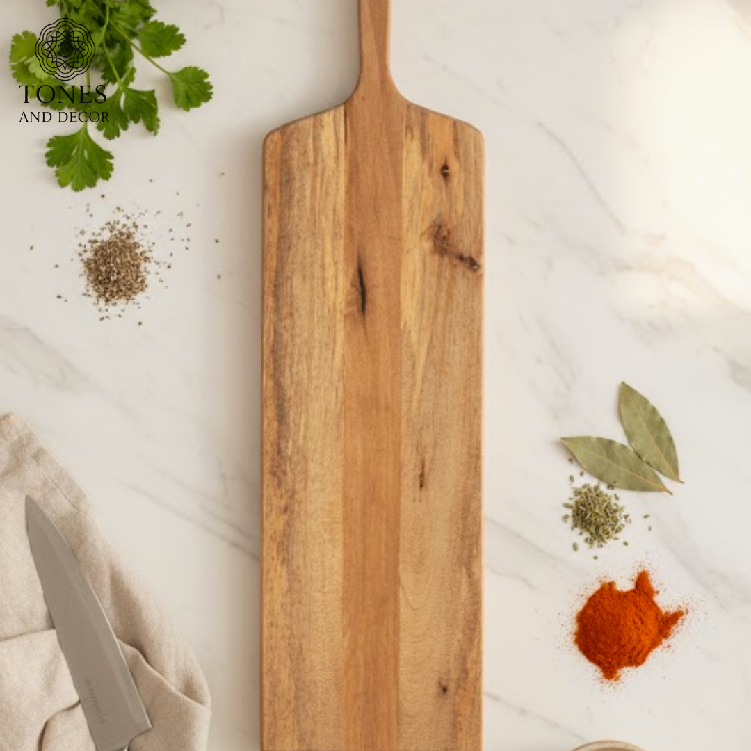 Handcrafted Tall Paddle-Style Wooden Chopping & Serving Board – 52 × 20 cm
