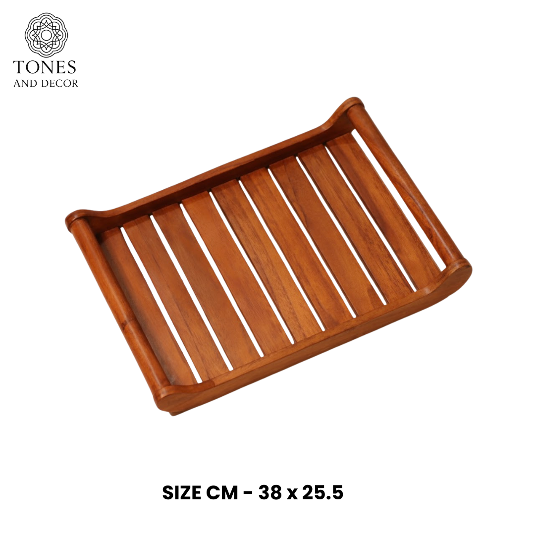 Handcrafted Slatted Mango Wood Serving Tray