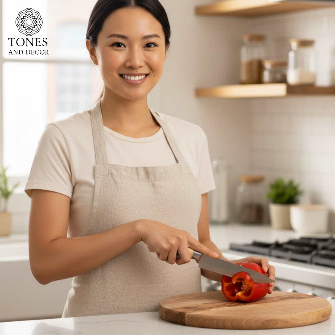 Handcrafted Round Wooden Chopping & Serving Paddle Board – 40 × 29 cm