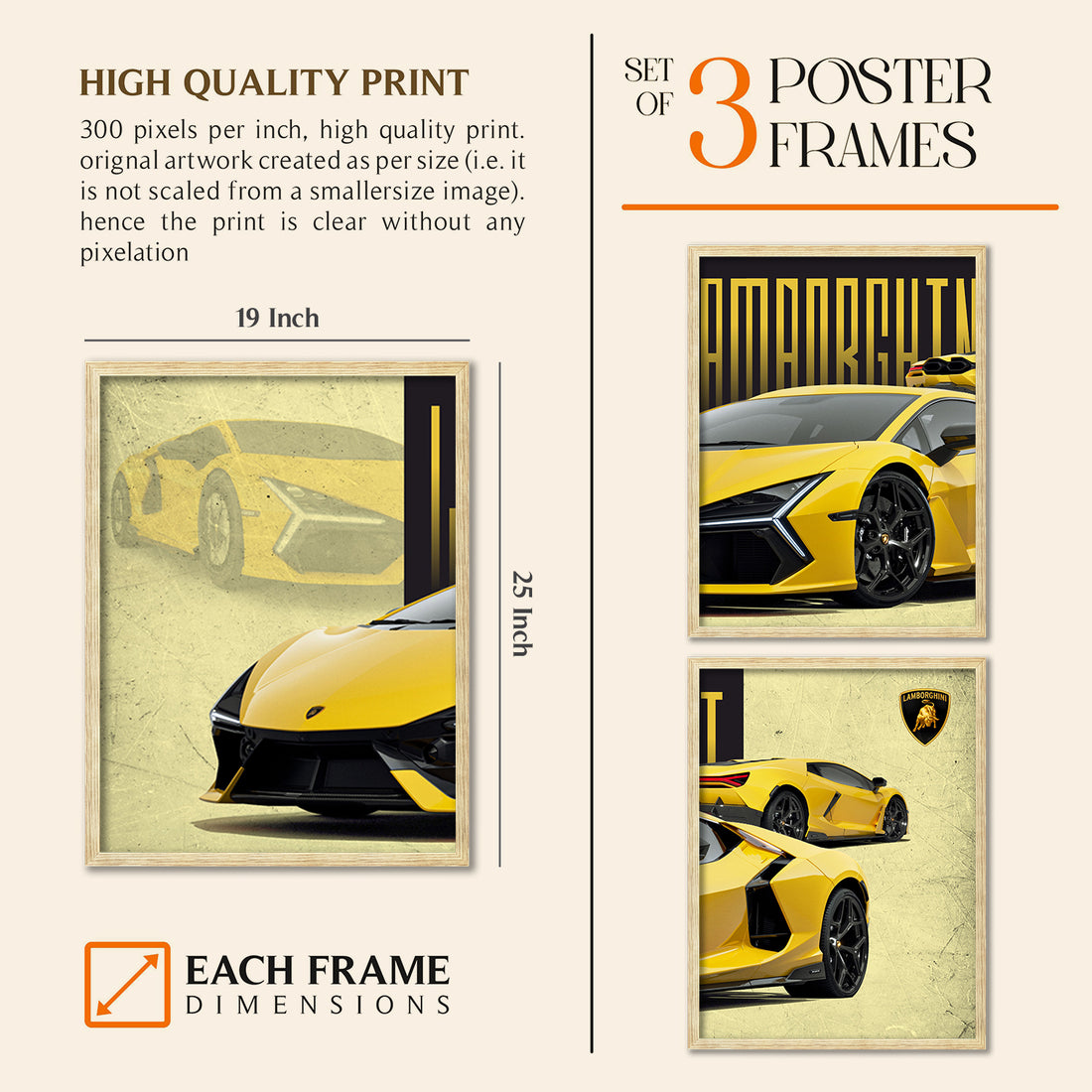 Big Lamborghini Cars Framed Posters