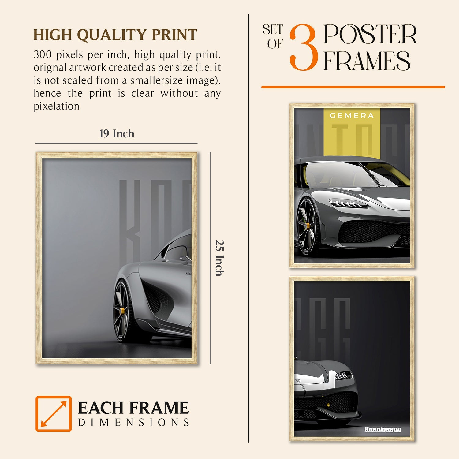 Big Koinegsegg Gemera Car Framed Posters