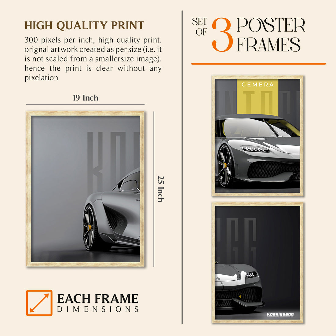 Big Koinegsegg Gemera Car Framed Posters