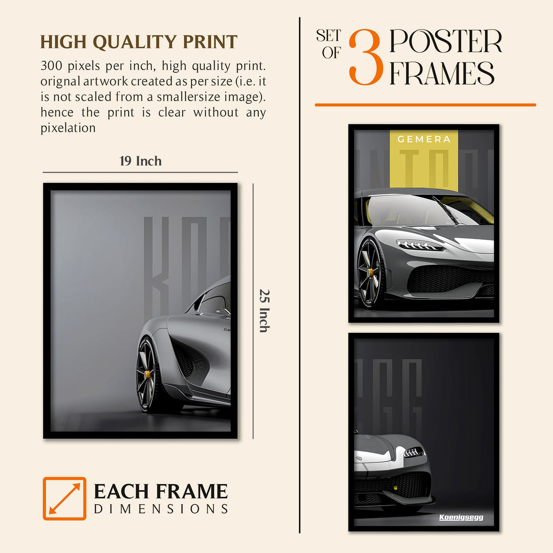 Big Koinegsegg Gemera Car Framed Posters
