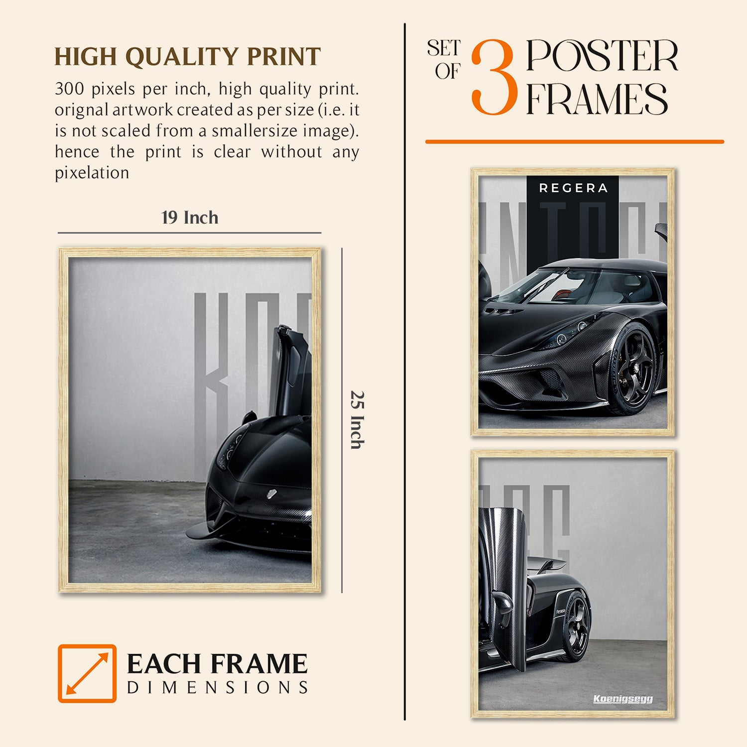 Big Koinegsegg Regera Car Framed Posters