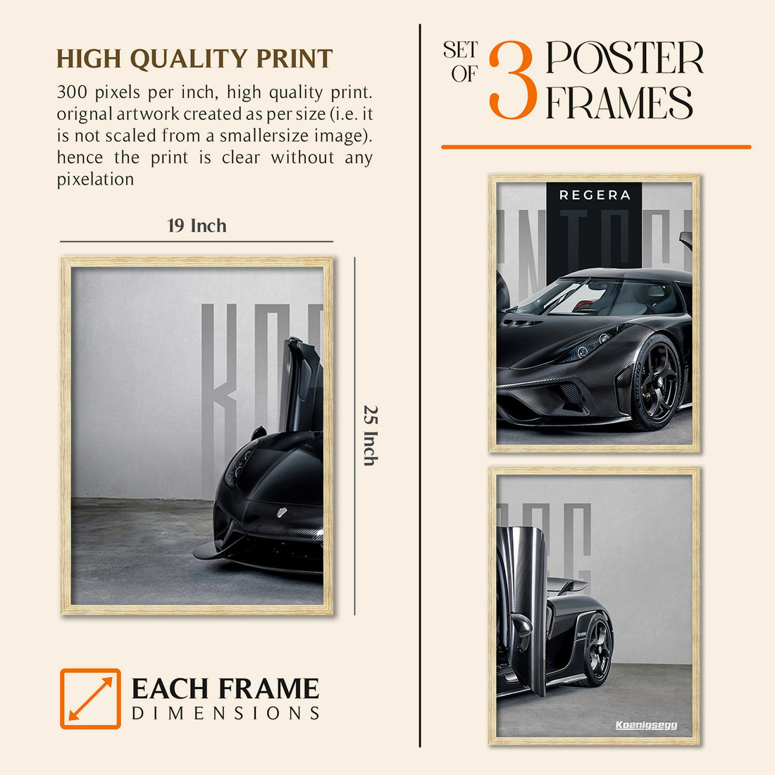 Big Koinegsegg Regera Car Framed Posters