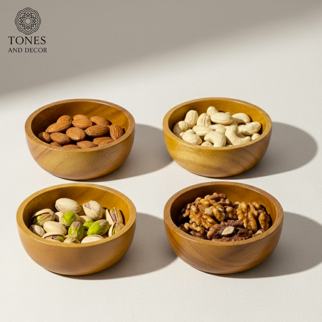 Premium Sheesham Wood Serving Bowl Set (Set of 4) – Handcrafted & Natural Finish