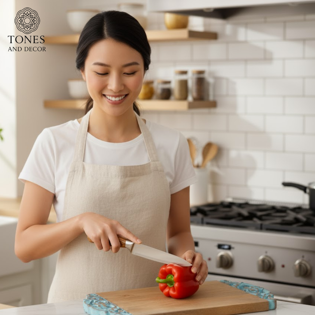 Azure Edge Artisanal Serving & Prep Board – 40 × 24.7 cm