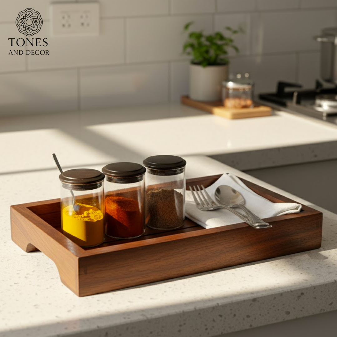 Handcrafted Mango Wood Rectangular Tray