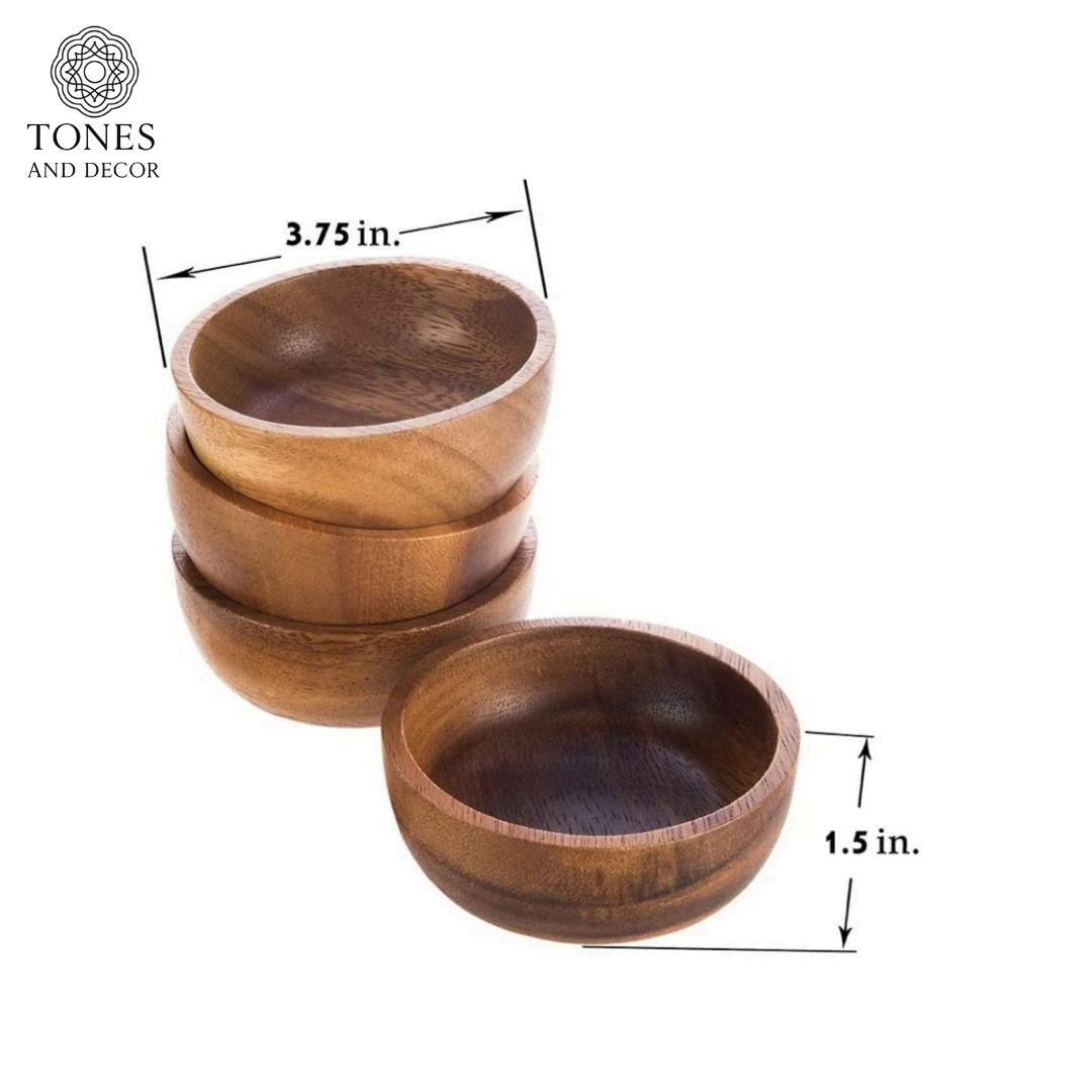Premium Sheesham Wood Serving Bowl Set (Set of 4) – Handcrafted & Natural Finish