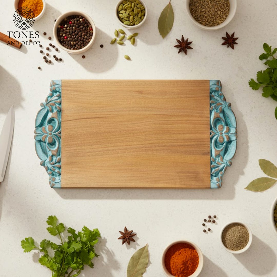 Azure Edge Artisanal Serving & Prep Board – 40 × 24.7 cm