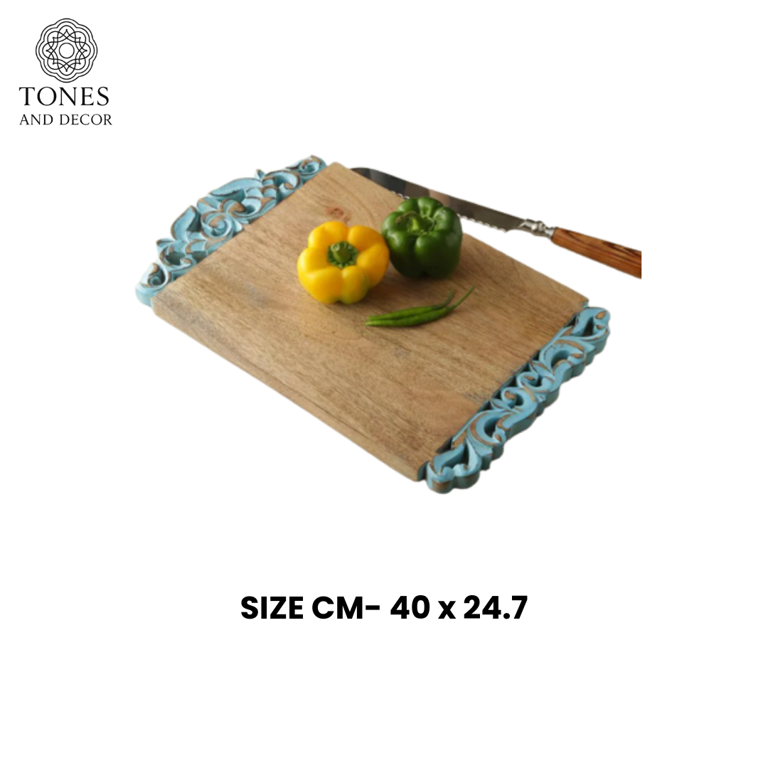 Azure Edge Artisanal Serving & Prep Board – 40 × 24.7 cm