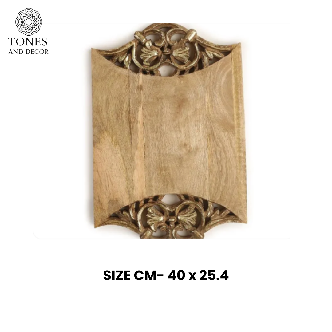 Vintage Crest Dual-Carved Wooden Serving & Prep Board – 40 × 25.4 cm