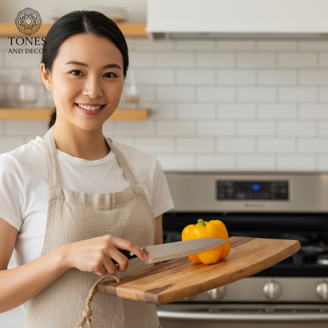 Curved Edge Rustic Hanging Wooden Prep & Serving Board – 39.3 × 27.9 cm