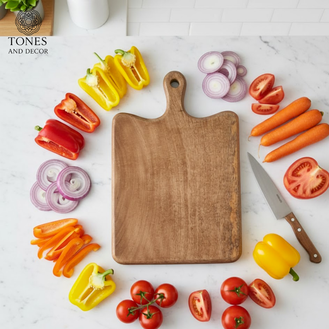 Handcrafted Rustic Wooden Chopping & Serving Board – Large Size