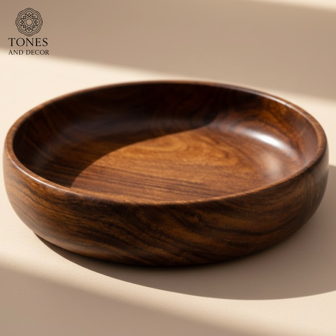 Handcrafted Sheesham Wood Serving Bowl – Natural Grain Finish (Single Piece)