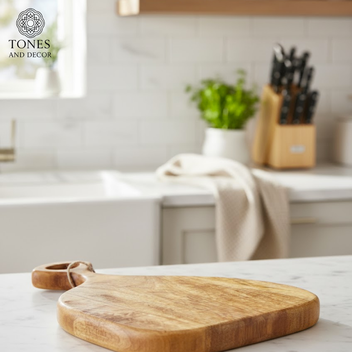 Contour Handle Artisan Wooden Cutting & Serving Board – 32 × 27.5 cm