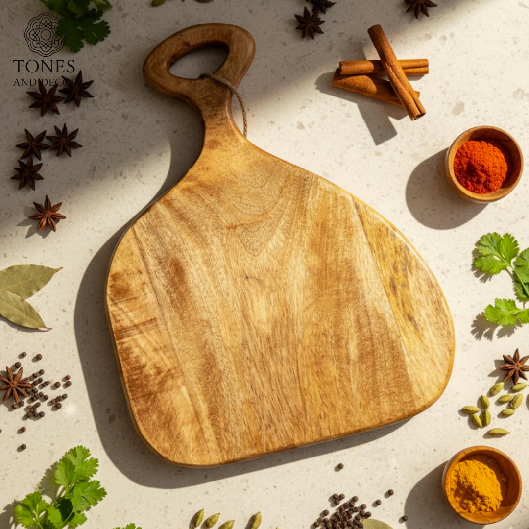 Contour Handle Artisan Wooden Cutting & Serving Board – 32 × 27.5 cm