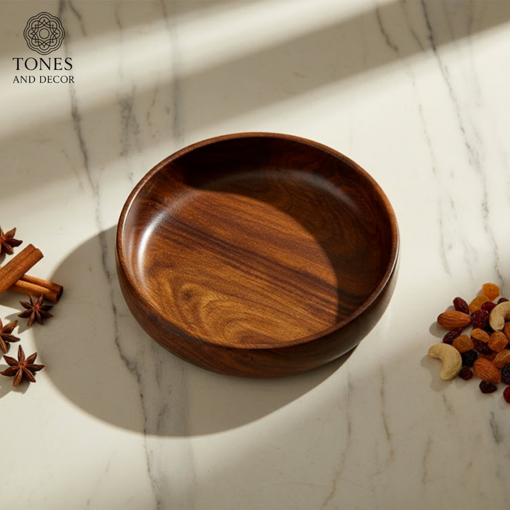 Handcrafted Sheesham Wood Serving Bowl – Natural Grain Finish (Single Piece)