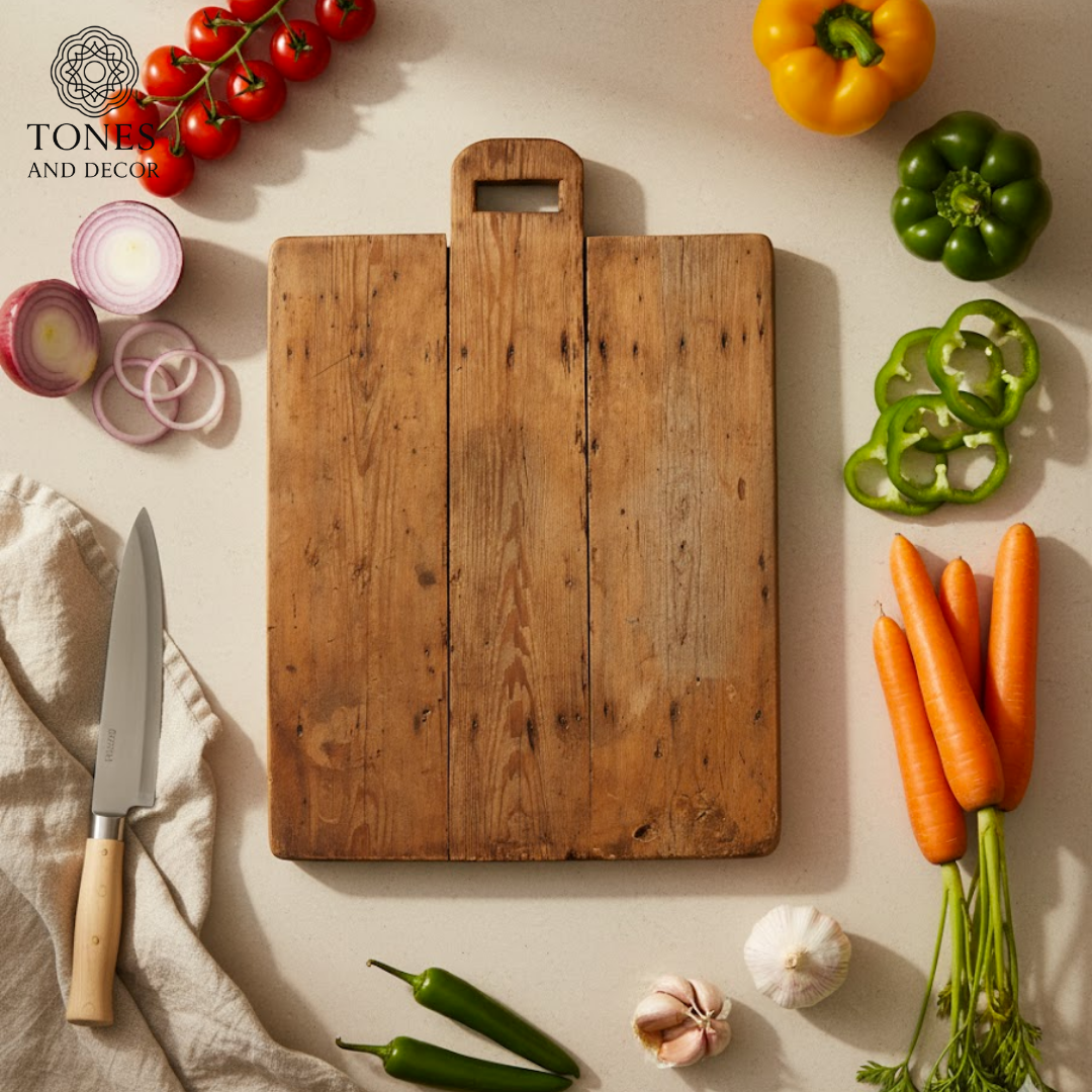 Vintage Rustic Handcrafted Wooden Bread & Chopping Board – 77.5 × 53 cm
