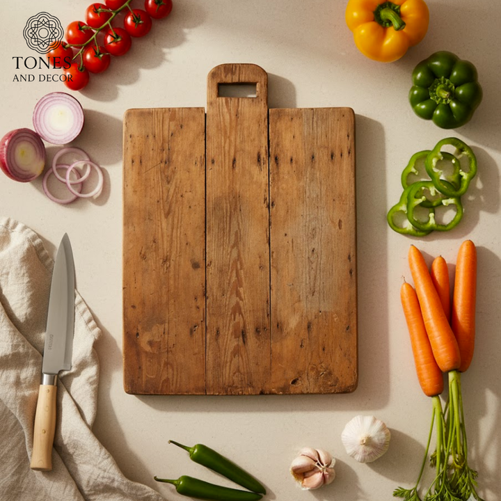 Vintage Rustic Handcrafted Wooden Bread & Chopping Board – 77.5 × 53 cm