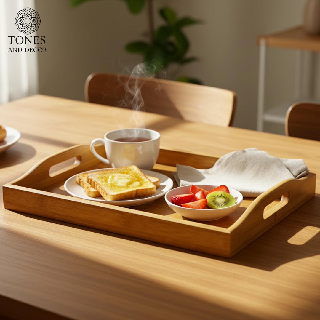 Handcrafted Mango Wood Serving Tray with Handles