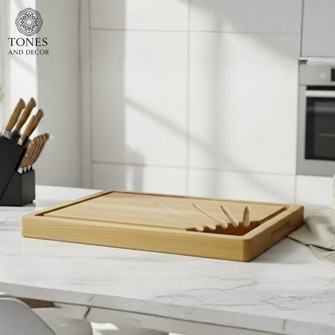 Handcrafted Solid Wood Chopping Board Set – Premium Carved Groove Design