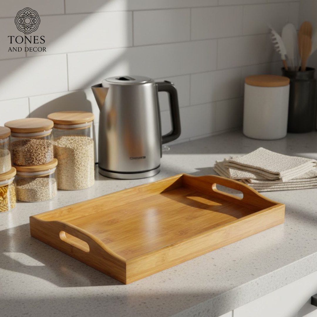 Handcrafted Mango Wood Serving Tray with Handles