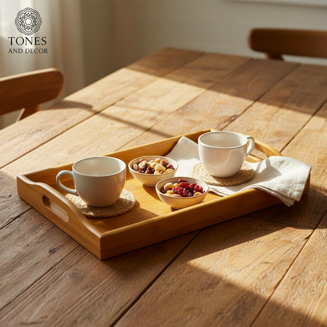 Handcrafted Mango Wood Serving Tray with Handles