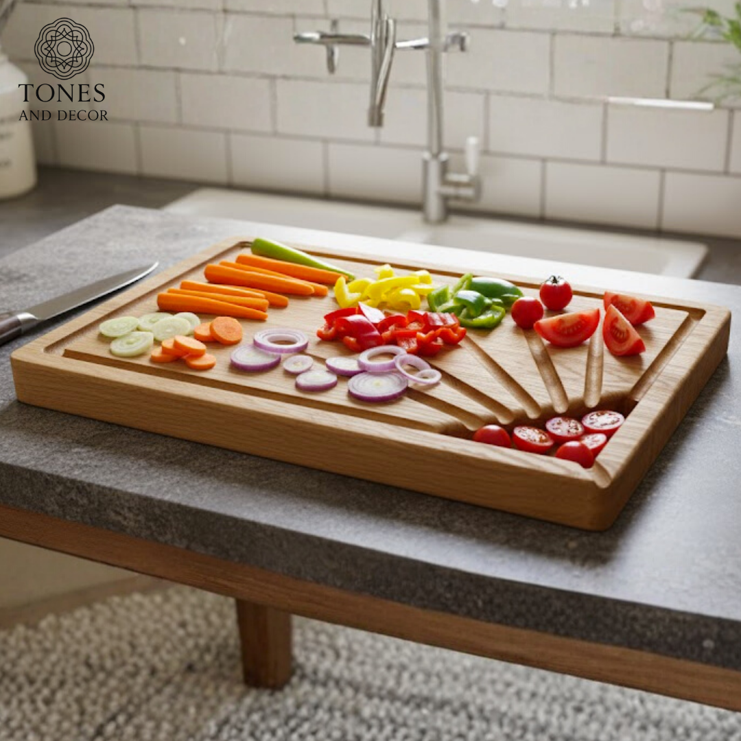 Handcrafted Solid Wood Chopping Board Set – Premium Carved Groove Design