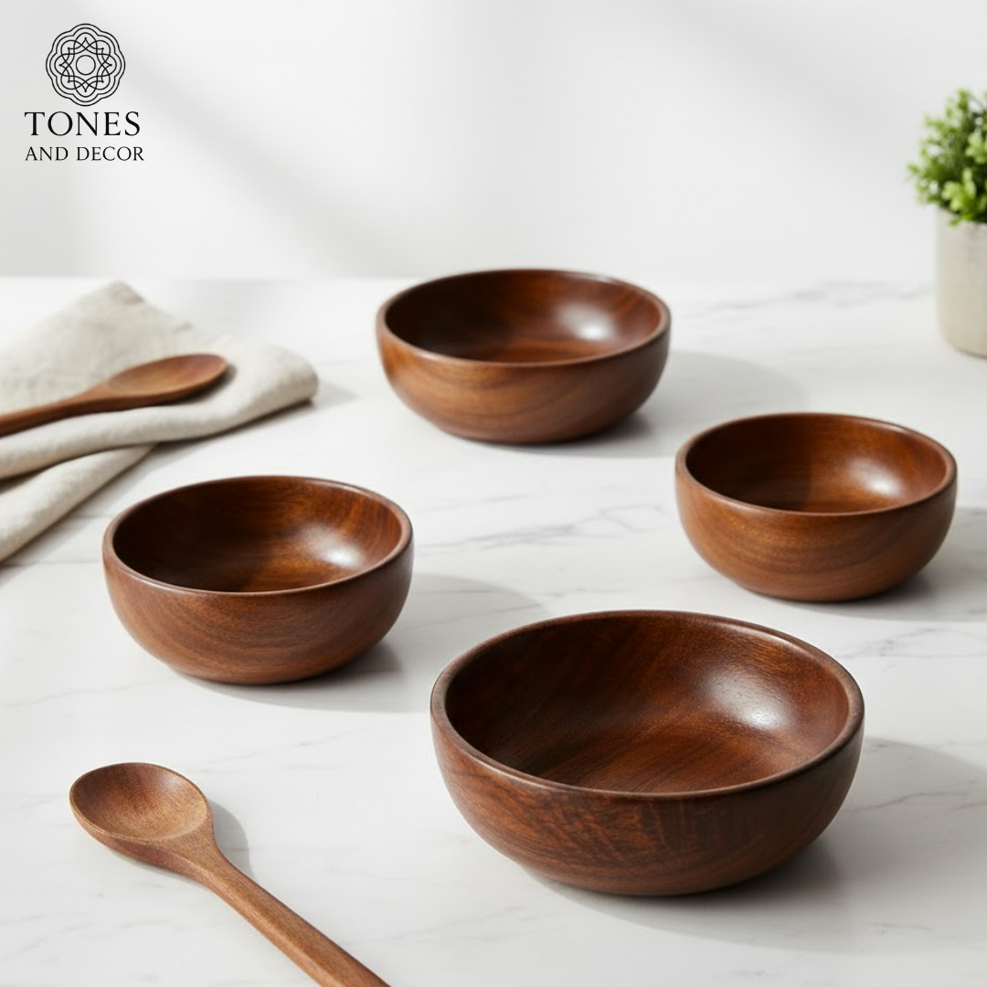 Premium Sheesham Wood Serving Bowl Set (Set of 4)