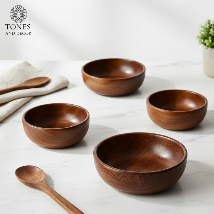Premium Sheesham Wood Serving Bowl Set (Set of 4)
