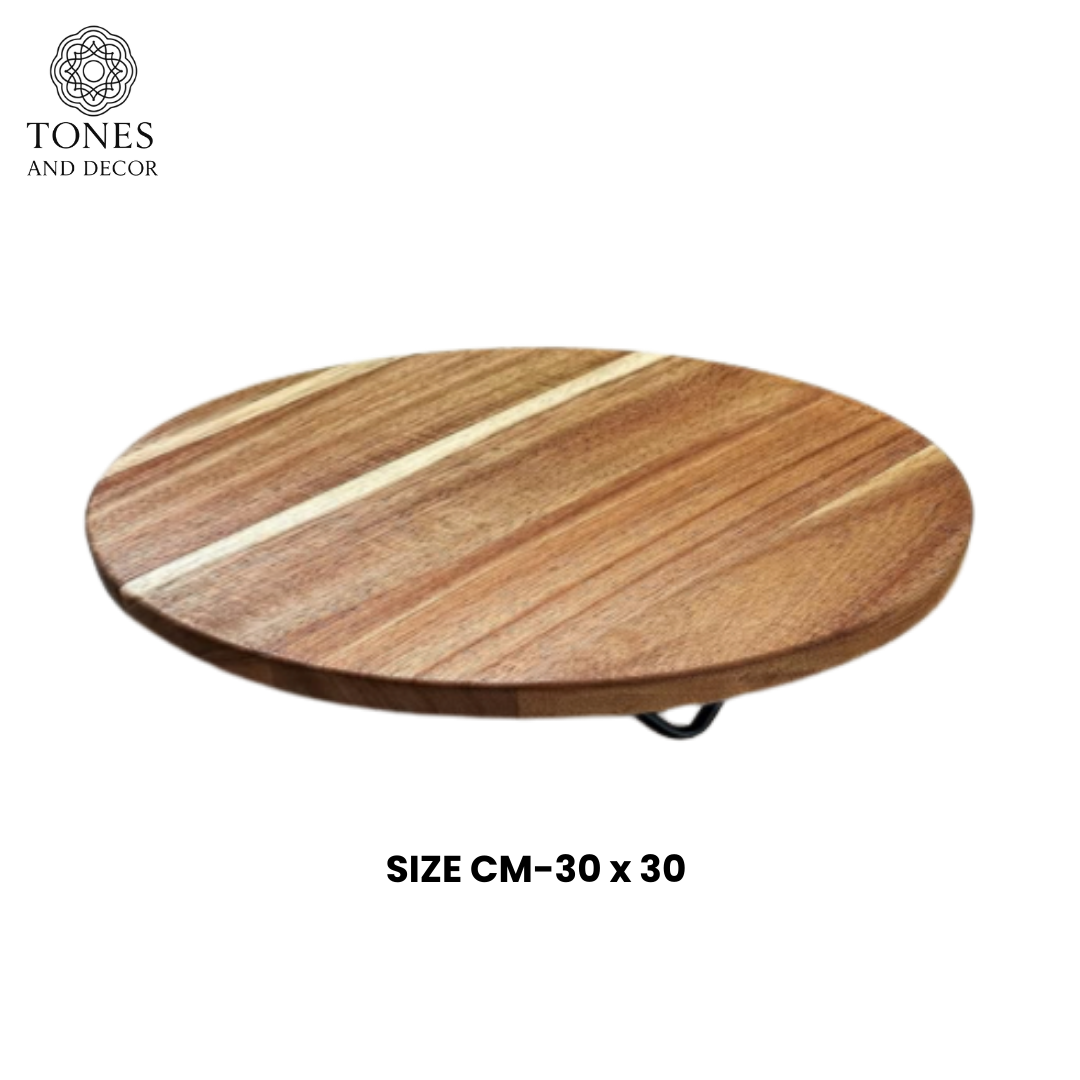 Premium Round Wooden Cake Stand / Serving Stand – Mango Wood
