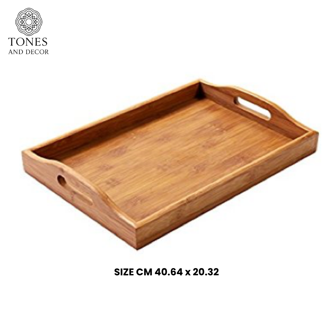 Handcrafted Mango Wood Serving Tray with Handles