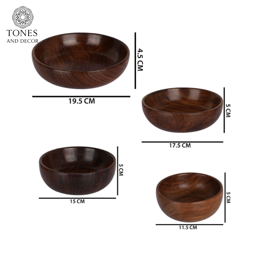 Premium Sheesham Wood Serving Bowl Set (Set of 4)