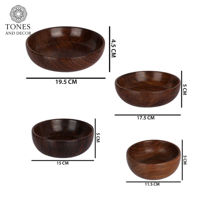 Premium Sheesham Wood Serving Bowl Set (Set of 4)