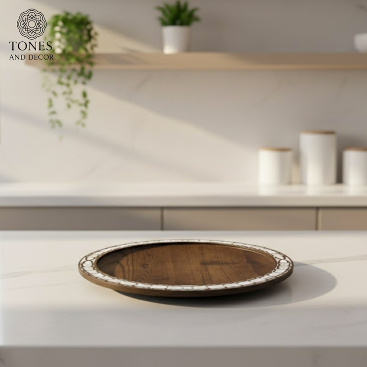 Handcrafted Mango Wood Round Decorative Plate