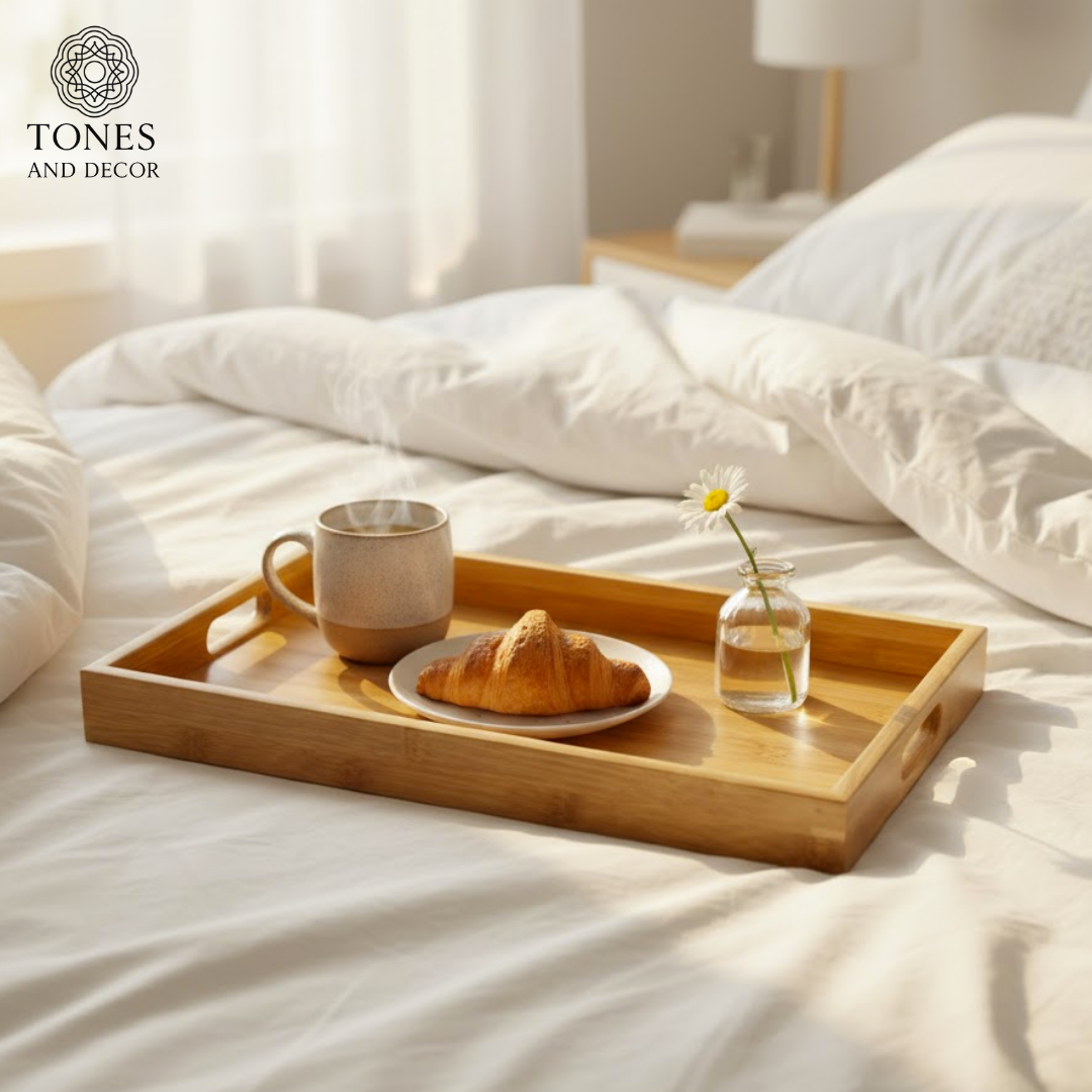 Handcrafted Mango Wood Serving Tray with Cutout Handles