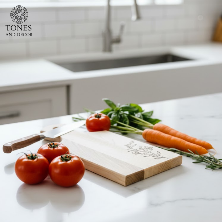 Floral Engraved Wooden Chopping