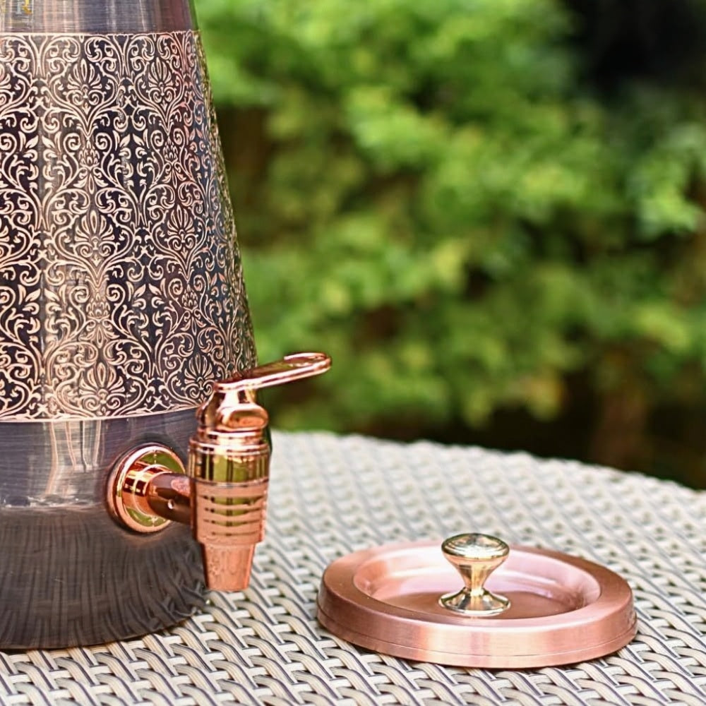 Handcrafted Pure Copper Dispenser With Elegant Antique Embossed Design – 5L