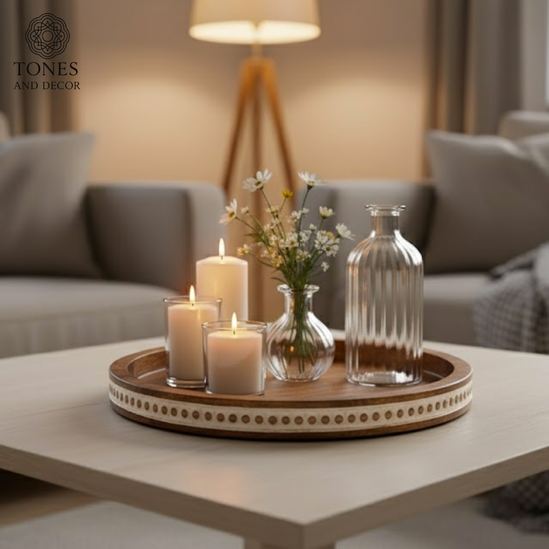 Handcrafted Mango Wood Round Decorative Serving Plate