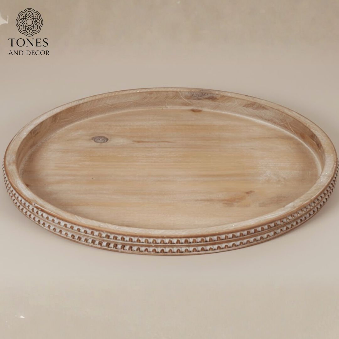 Handcrafted Mango Wood Round Decorative Serving Platter