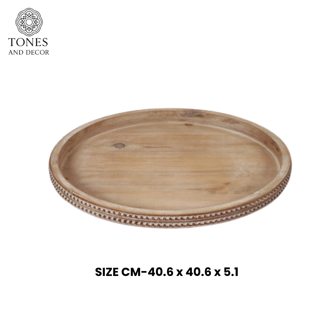 Handcrafted Mango Wood Round Decorative Serving Platter