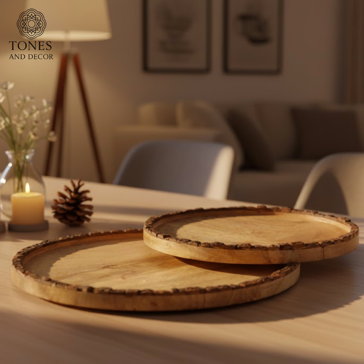 Rustic Round Wooden Serving Plate