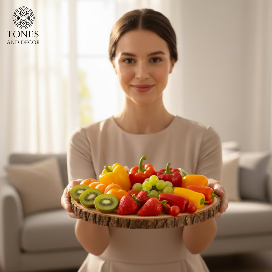 Rustic Round Wooden Serving Plate