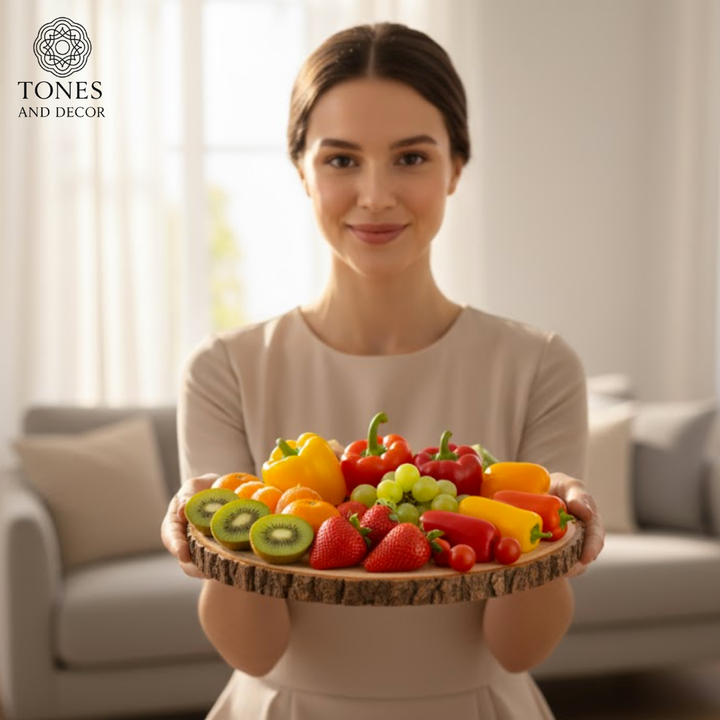 Rustic Round Wooden Serving Plate