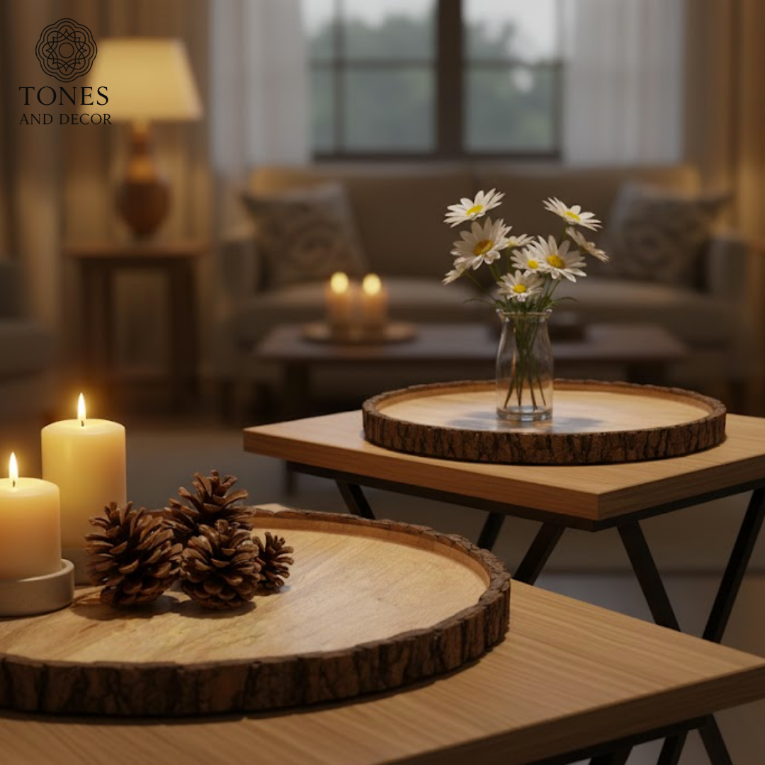 Rustic Round Wooden Serving Plate