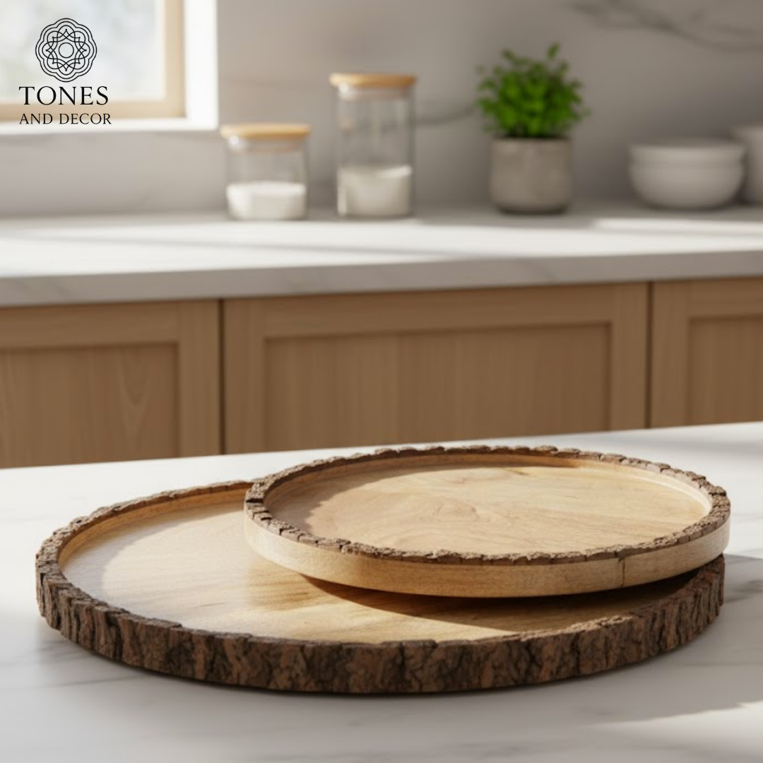 Rustic Round Wooden Serving Plate