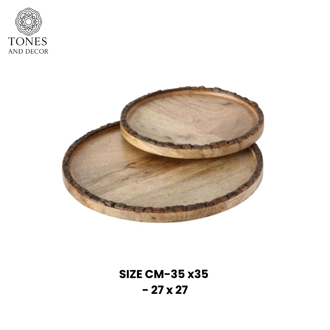 Rustic Round Wooden Serving Plate