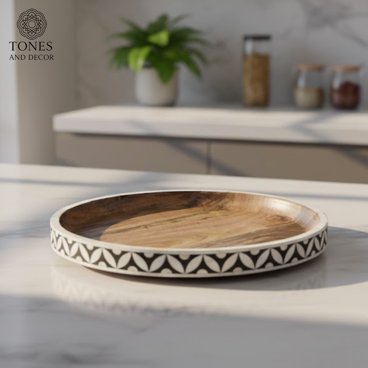 Handcrafted Round Decorative Wooden Plate